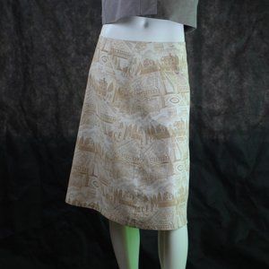 Tan / Brown Skirt with Courtyard Imagery